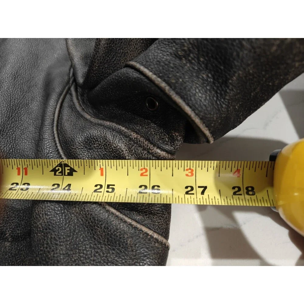 Harley Davidson Men’s 3XL Distressed Leather Motorcycle Jacket Brown Black Heavy